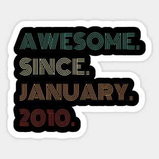 Years Old Awesome Since January 2010 14th Birthday Sticker